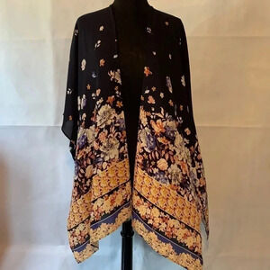 MAURICES sheer KIMONO navy floral ONE SIZE